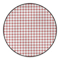 Red And White Tattersall Pattern Print Round Floor Mat