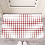 Red And White Tattersall Pattern Print Rubber Doormat