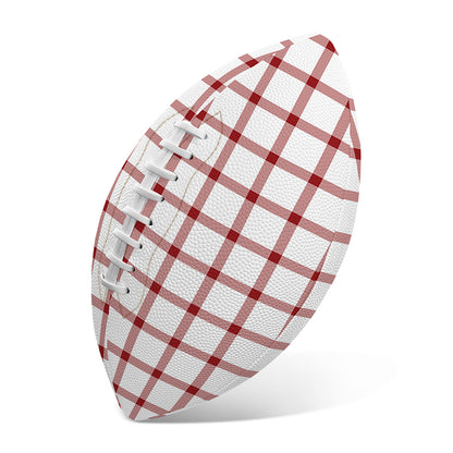 Red And White Tattersall Pattern Print Rugby Ball