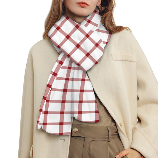 Red And White Tattersall Pattern Print Scarf