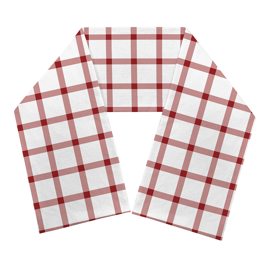 Red And White Tattersall Pattern Print Scarf