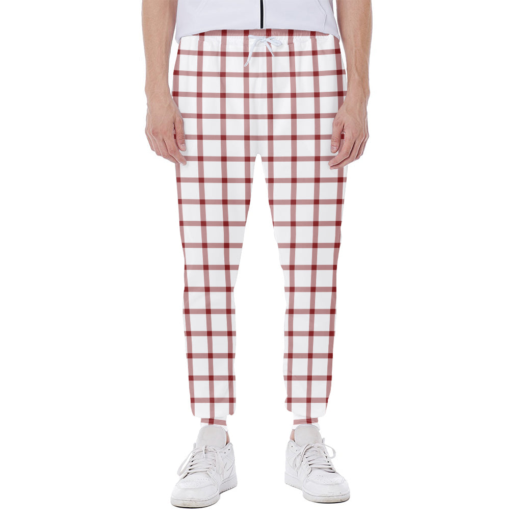 Red And White Tattersall Pattern Print Scuba Joggers