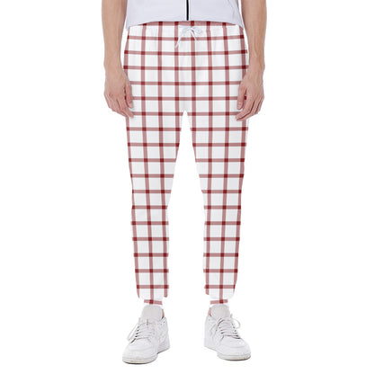 Red And White Tattersall Pattern Print Scuba Joggers