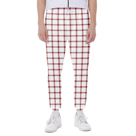 Red And White Tattersall Pattern Print Scuba Joggers