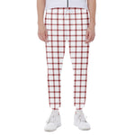 Red And White Tattersall Pattern Print Scuba Joggers