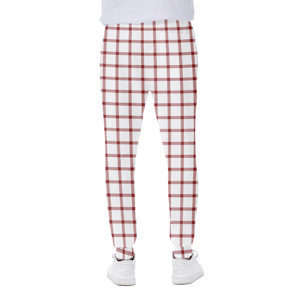 Red And White Tattersall Pattern Print Scuba Joggers