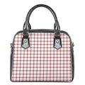 Red And White Tattersall Pattern Print Shoulder Handbag