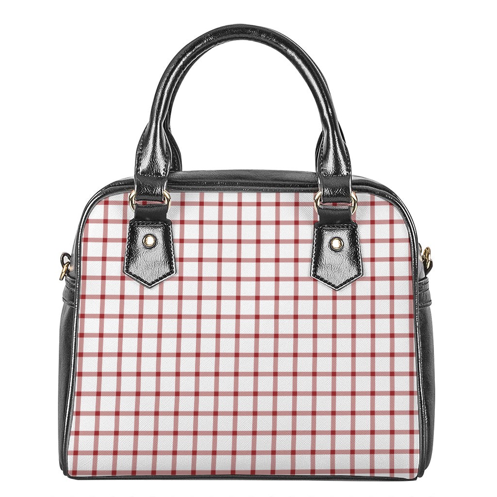 Red And White Tattersall Pattern Print Shoulder Handbag