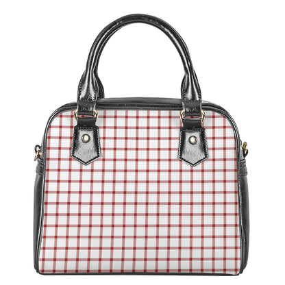 Red And White Tattersall Pattern Print Shoulder Handbag