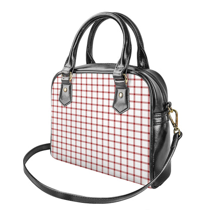 Red And White Tattersall Pattern Print Shoulder Handbag