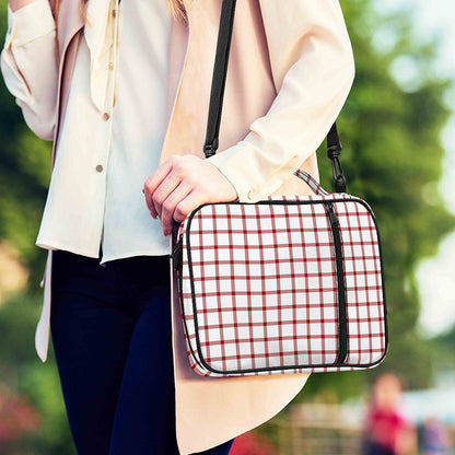 Red And White Tattersall Pattern Print Shoulder Strap Bible Bag