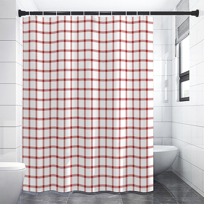 Red And White Tattersall Pattern Print Shower Curtain