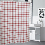 Red And White Tattersall Pattern Print Shower Curtain