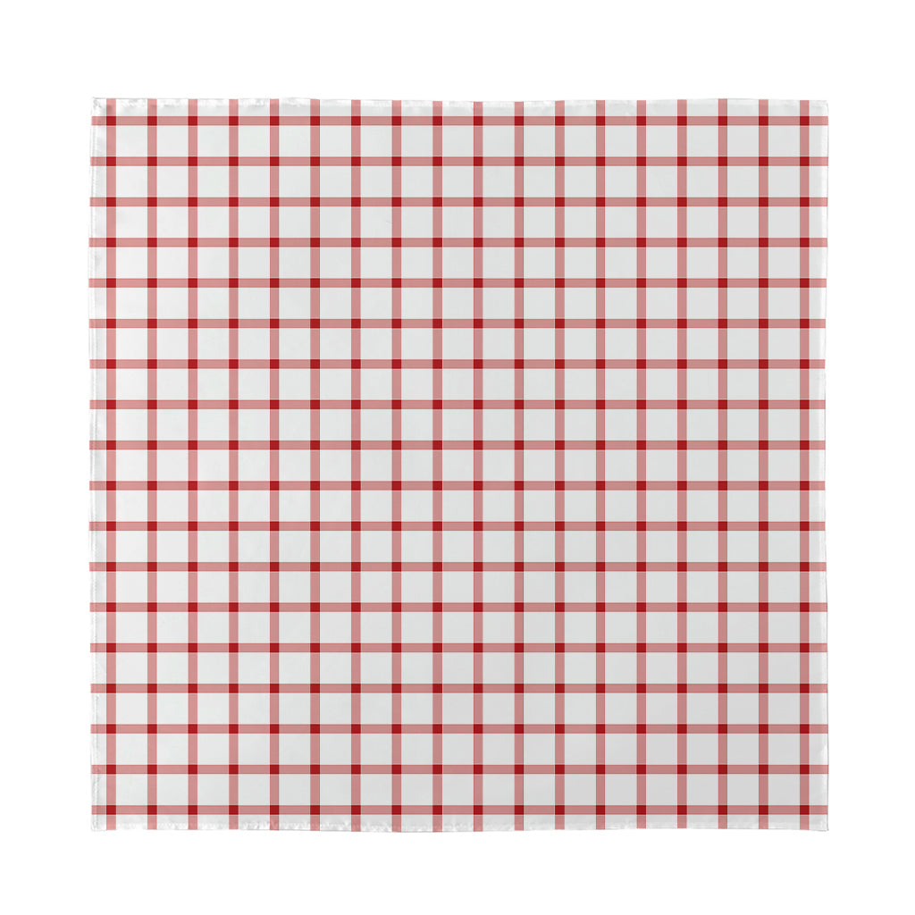 Red And White Tattersall Pattern Print Silk Bandana