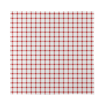 Red And White Tattersall Pattern Print Silk Bandana