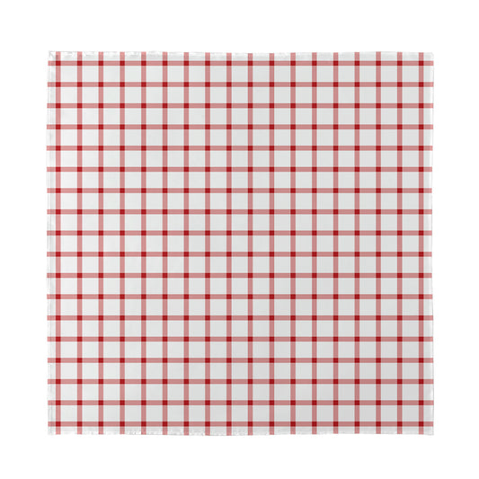 Red And White Tattersall Pattern Print Silk Bandana