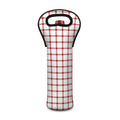 Red And White Tattersall Pattern Print Single Neoprene Wine Tote