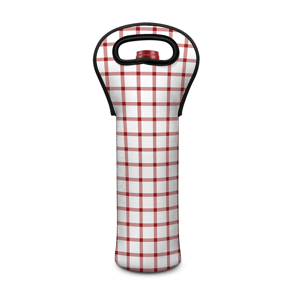 Red And White Tattersall Pattern Print Single Neoprene Wine Tote