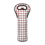Red And White Tattersall Pattern Print Single Neoprene Wine Tote