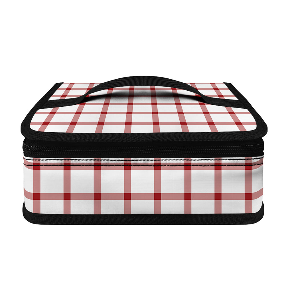 Red And White Tattersall Pattern Print Small Lunch Bag