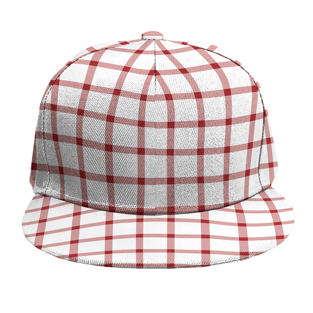 Red And White Tattersall Pattern Print Snapback Cap