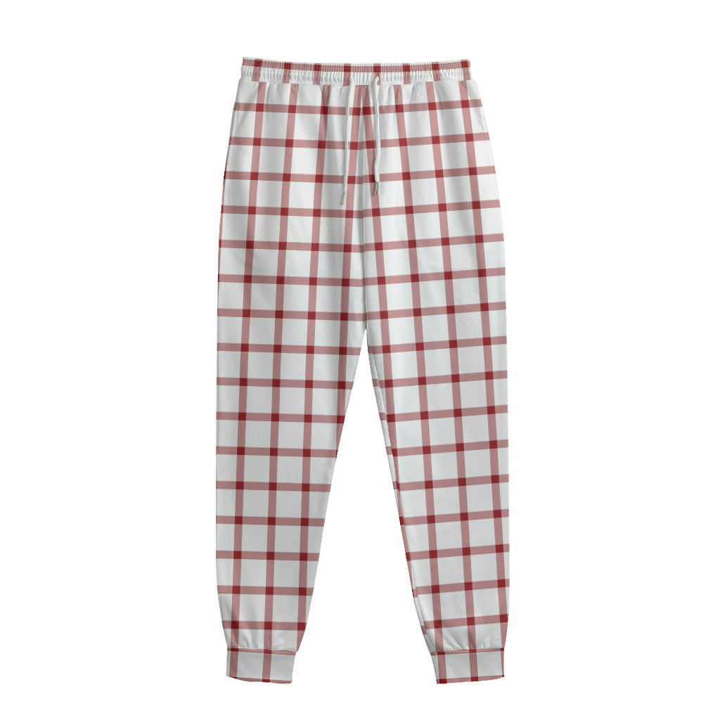 Red And White Tattersall Pattern Print Sweatpants