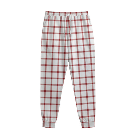 Red And White Tattersall Pattern Print Sweatpants