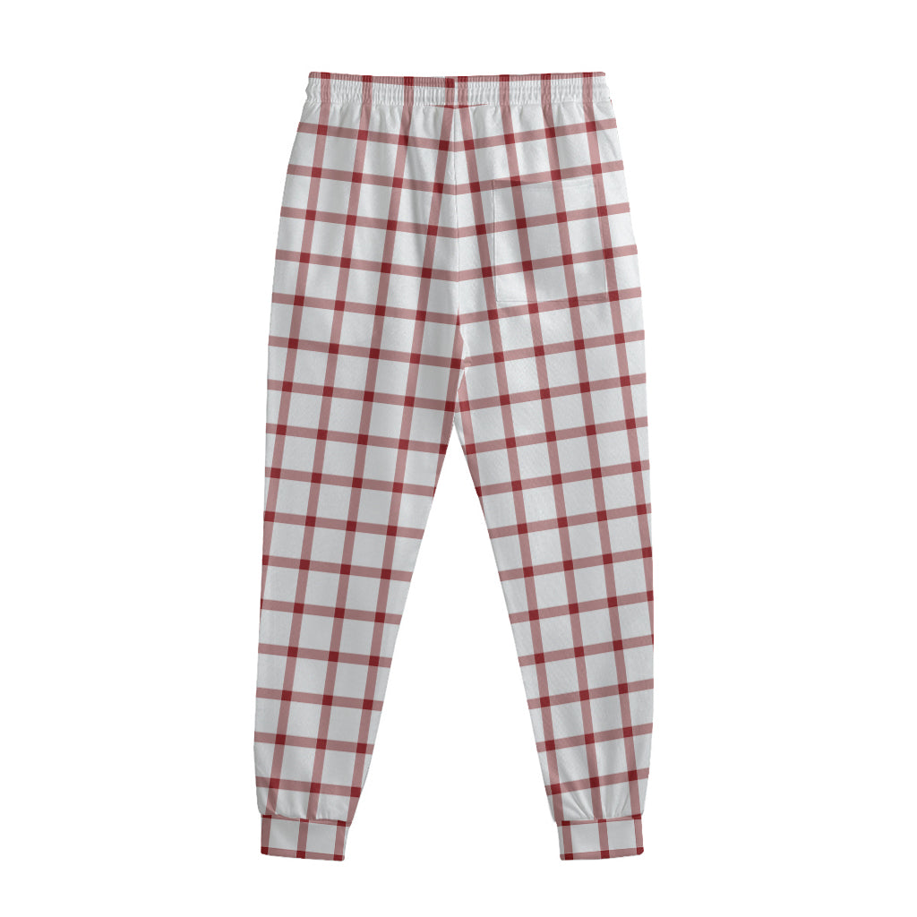 Red And White Tattersall Pattern Print Sweatpants