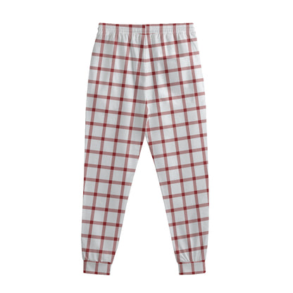 Red And White Tattersall Pattern Print Sweatpants