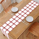 Red And White Tattersall Pattern Print Table Runner