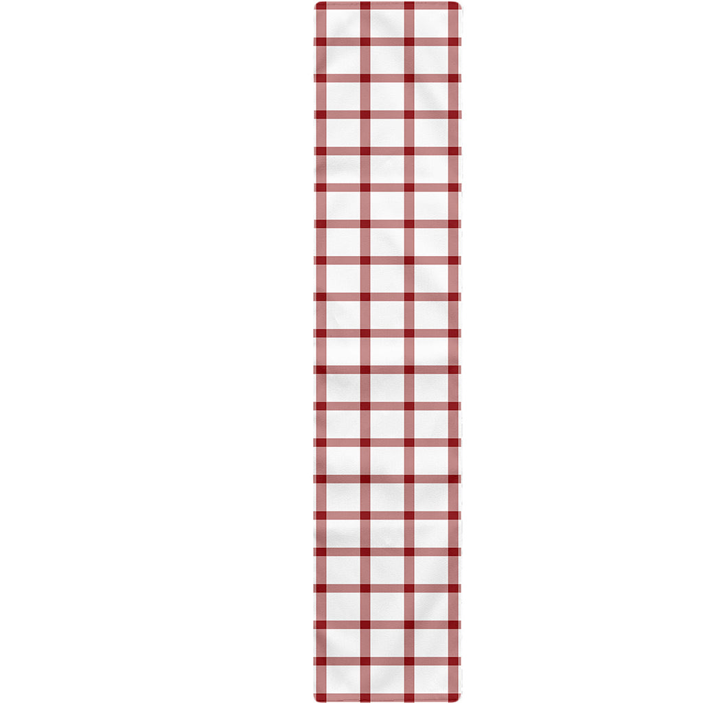 Red And White Tattersall Pattern Print Table Runner