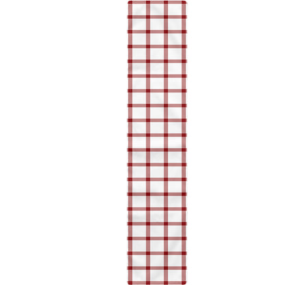 Red And White Tattersall Pattern Print Table Runner