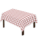 Red And White Tattersall Pattern Print Tablecloth