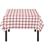Red And White Tattersall Pattern Print Tablecloth