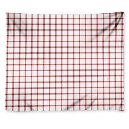 Red And White Tattersall Pattern Print Tapestry