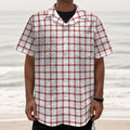 Red And White Tattersall Pattern Print Textured Short Sleeve Shirt