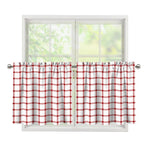 Red And White Tattersall Pattern Print Tier Curtains