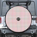 Red And White Tattersall Pattern Print Tire Cover With Camera Hole