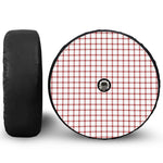 Red And White Tattersall Pattern Print Tire Cover With Camera Hole