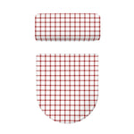 Red And White Tattersall Pattern Print Toilet Lid And Tank Cover Set