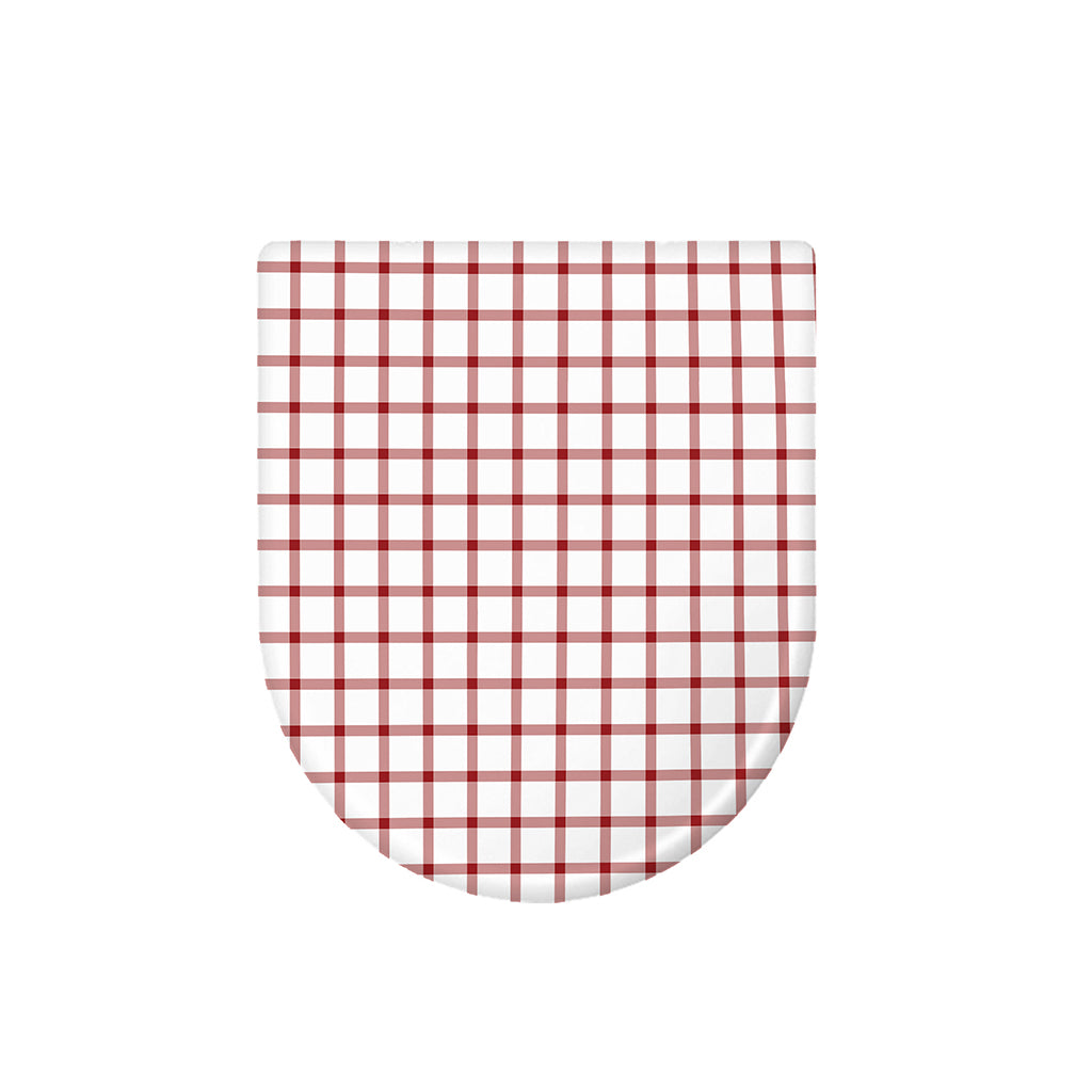 Red And White Tattersall Pattern Print Toilet Lid Cover
