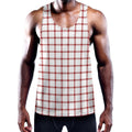 Red And White Tattersall Pattern Print Men's Workout Tank Top