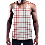 Red And White Tattersall Pattern Print Training Tank Top