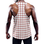 Red And White Tattersall Pattern Print Training Tank Top