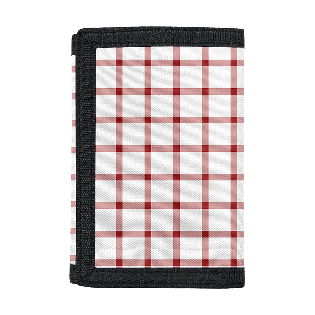 Red And White Tattersall Pattern Print Trifold Wallet