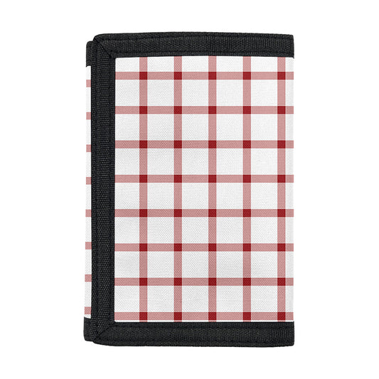 Red And White Tattersall Pattern Print Trifold Wallet