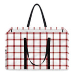 Red And White Tattersall Pattern Print Utility Tote Bag