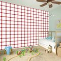 Red And White Tattersall Pattern Print Wall Sticker