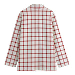 Red And White Tattersall Pattern Print Women's Blazer