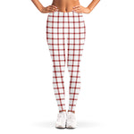 Red And White Tattersall Pattern Print Women's Leggings